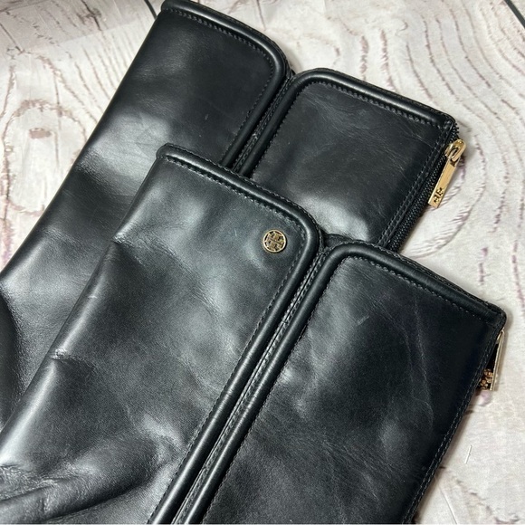 Tory Burch Black Irene Wedge Equestrian Leather Calf Boots/Booties - Picture 7 of 11